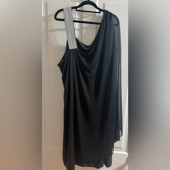 R&M Richards Black Draped Evening Dress with Embellished Strap - Picture 5 of 5